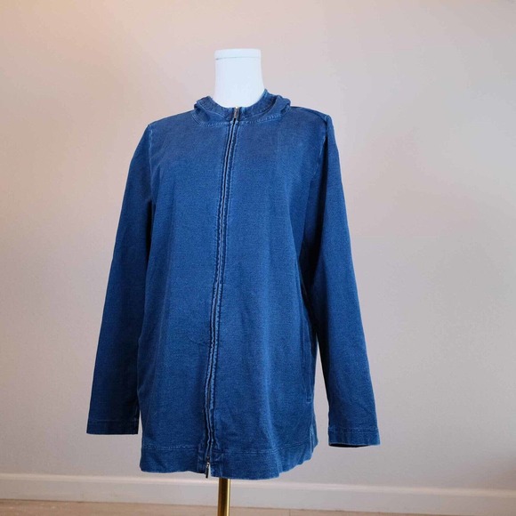 J. Jill Pure Jill Indigo Womens Sweater M Hoodie Sweatshirt Full Zip Athletic - Picture 1 of 14